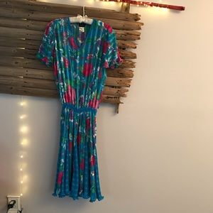 Diane Freis Vintage Boho Spring floral dress  L